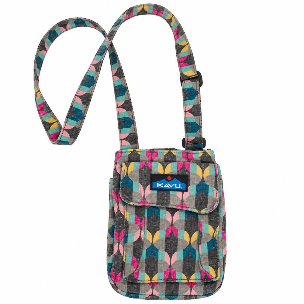 KAVU Keepalong Crossbody Bag Women OS Multicolor Geometric Canvas Travel Pouch
